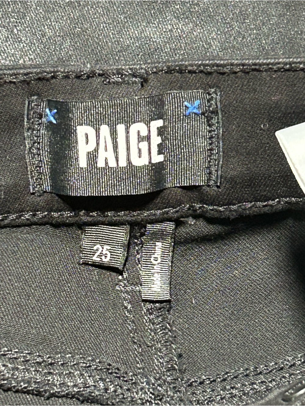 Paige Anessa Wide Leg Jeans Black Fog Luxe Coating Coated Stretch Denim Size 26 - Picture 4 of 5